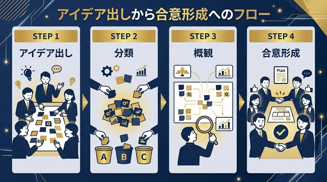 アイデア出しから合意形成へのフロー